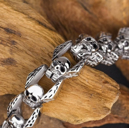 Fashion Punk Skull Head Titanium Steel Men's Bracelet Vintage Rock Motorcycle Bracelet Jewelry