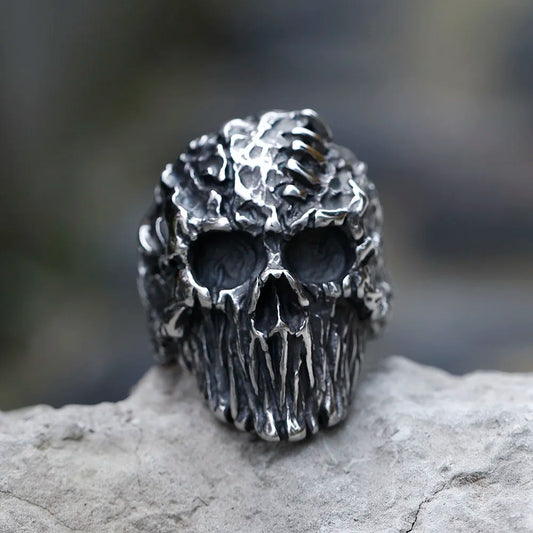 Gothic Punk Satanic Devil Skull Ring Vintage Steampunk Men's Stainless Steel Ring Hiphop Motorcycle Rock Biker Jewelry Wholesale