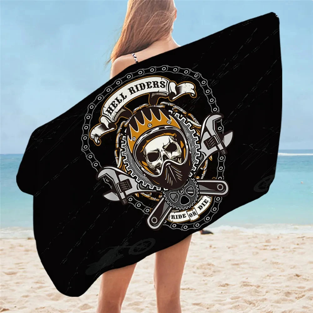 Skull Print Beach Towel Microfiber Fabric Quick Dry for Adults Women Men Gift Shower Towel Travel Camping Gym Yoga Sport Towels