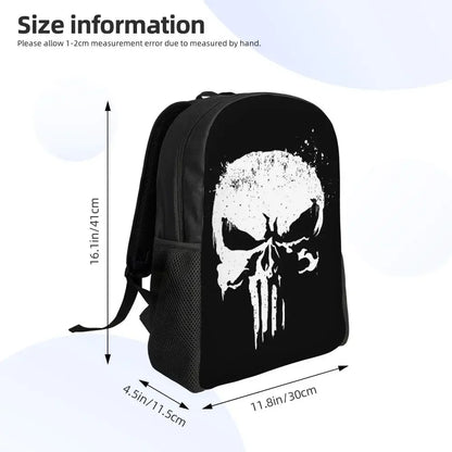 Customized Superhero Backpack Men Women Basic Bookbag for College School Punisher Skull Symbol Bags