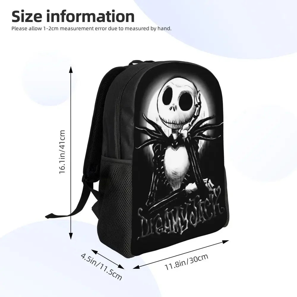 Custom Nightmare Before Christmas Backpacks for Men Women School College Student Bookbag Skellington Halloween Skull Bags