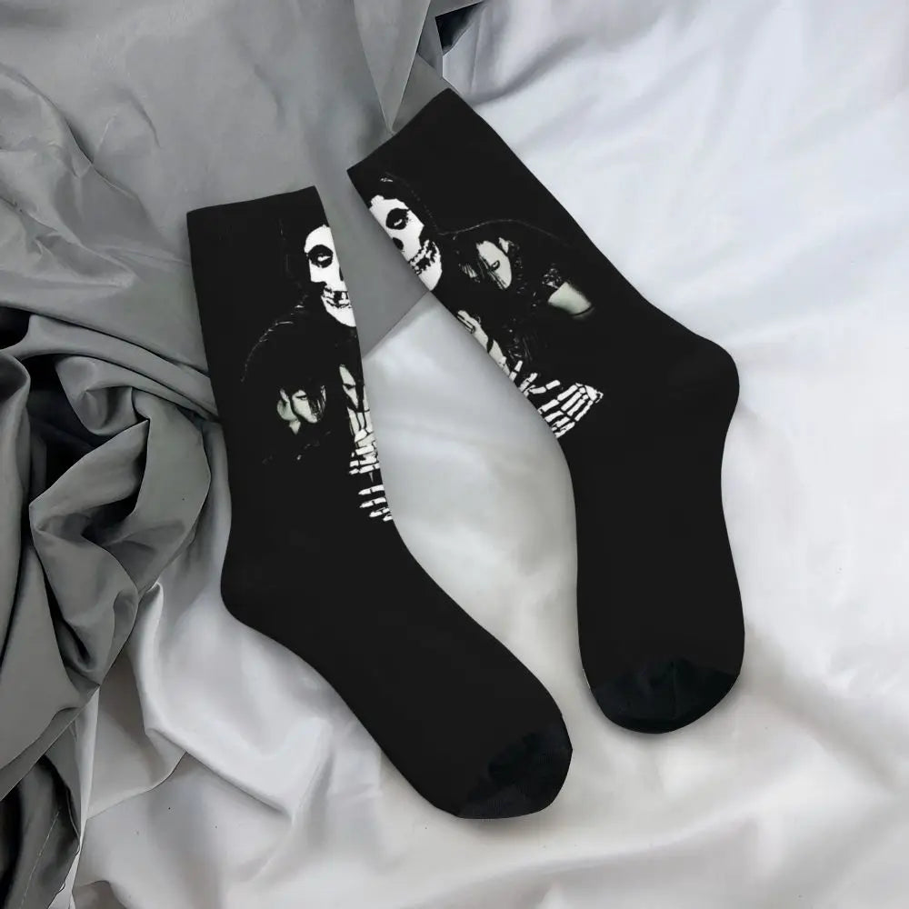 Misfits Skull Funny Socks for Men Women Male Unisex Crazy Street Style Printed Happy Crew Sock with Print Summer