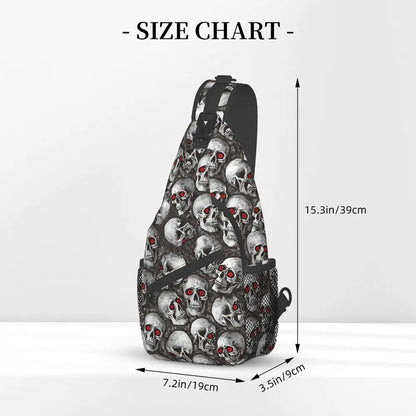 Gothic Skeleton Death Skull Sling Chest Bag Custom Crossbody Shoulder Backpack for Men Cycling Camping Daypack