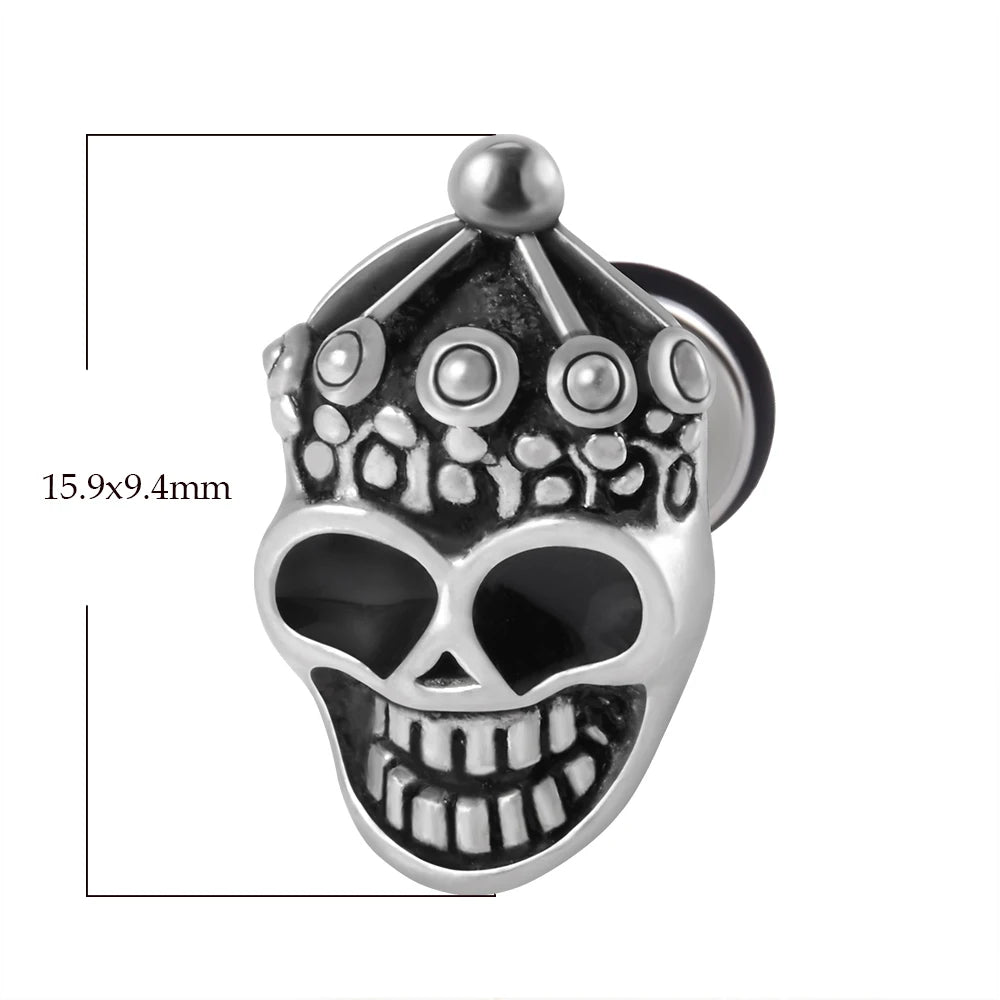 1PC Surgical Steel Skull Ear Stud Demon Skeleton Earrings Men Hiphop Style Prevent Allergy Ear Piercing Jewelry