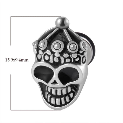 1PC Surgical Steel Skull Ear Stud Demon Skeleton Earrings Men Hiphop Style Prevent Allergy Ear Piercing Jewelry