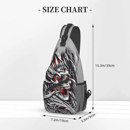 Gothic Skeleton Death Skull Sling Chest Bag Custom Crossbody Shoulder Backpack for Men Cycling Camping Daypack