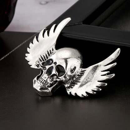 Retro Gothic Wings Skull Brooch Men's Punk Party Jewelry with Halloween Piece Pin