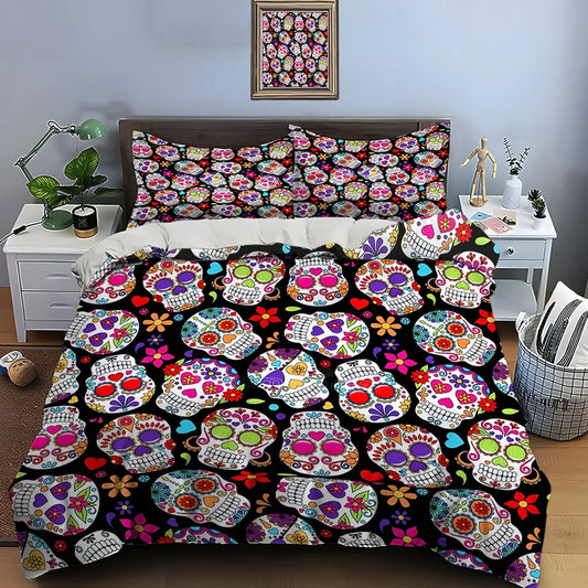 Mexican Style Skull Guitar Print Bedding Set Duvet Cover 1 Duvet Cover 2 Pillowcases Adult and Kids Bedding Set Luxury Gifts