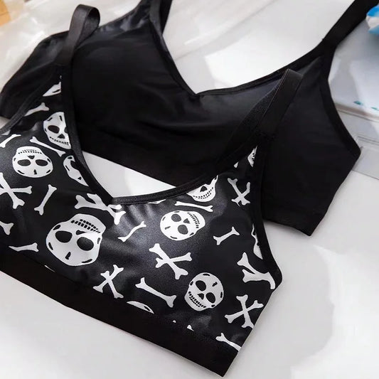 Halloween skull bra Women's Sexy Seamless Comfortable Underwear Without Steel Ring  Bra Thin Section Vest style lingerie bra