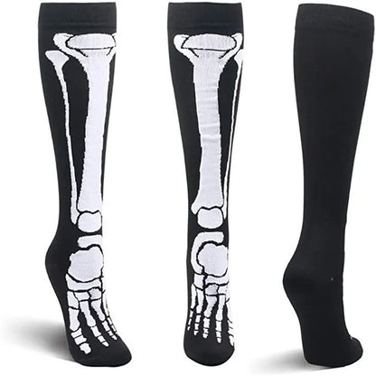 Men Women Sport Socks Halloween Skull Skeleton Goth Compression Chaussette Medias Stockings Knee High Socks