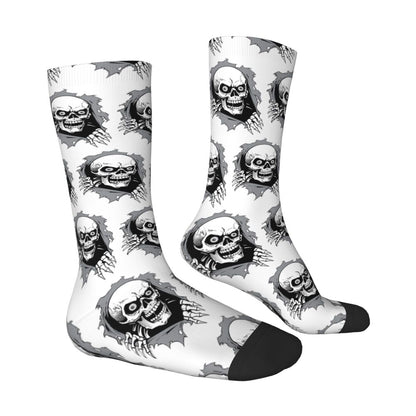 Novelty Mens Funny Jokers Skull Gun Dress Socks Unisex Comfortable Warm 3D Printed Gothic Skeleton Crew Socks