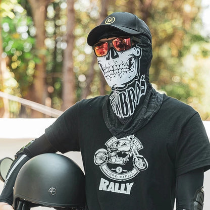 ROCKBROS Moto Bike Scarf Mask Skull Print Motocycle Full Face Mask Balaclava Breathable Helmet Cool Mask Training HeadScarf