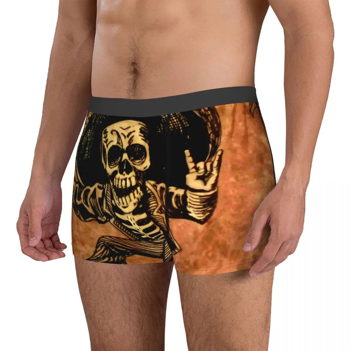 Humor Boxer Posada Day Of The Dead Outlaw Shorts Panties Men Underwear Skull Mid Waist Underpants for Male S-XXL