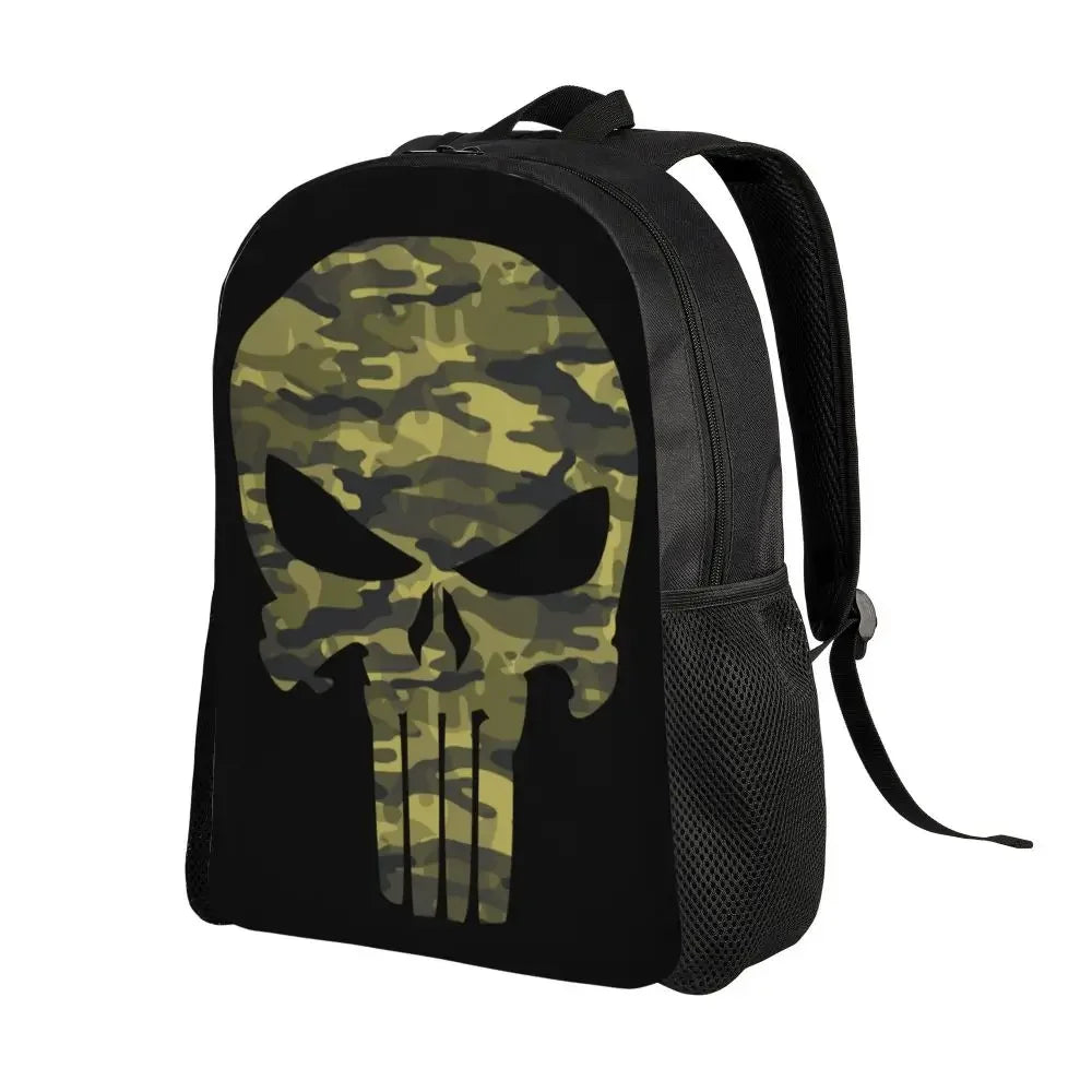 Customized Superhero Backpack Men Women Basic Bookbag for College School Punisher Skull Symbol Bags