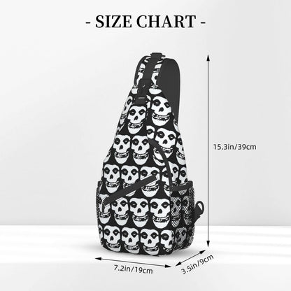 Misfits Skull Sling Crossbody Chest Bag Men Fashion Horror Punk Rock Music Shoulder Backpack for Travel Cycling