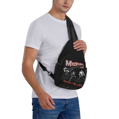 Misfits Skull Sling Crossbody Chest Bag Men Fashion Horror Punk Rock Music Shoulder Backpack for Travel Cycling