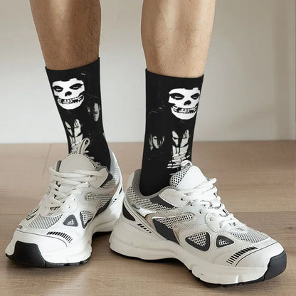 Misfits Skull Funny Socks for Men Women Male Unisex Crazy Street Style Printed Happy Crew Sock with Print Summer