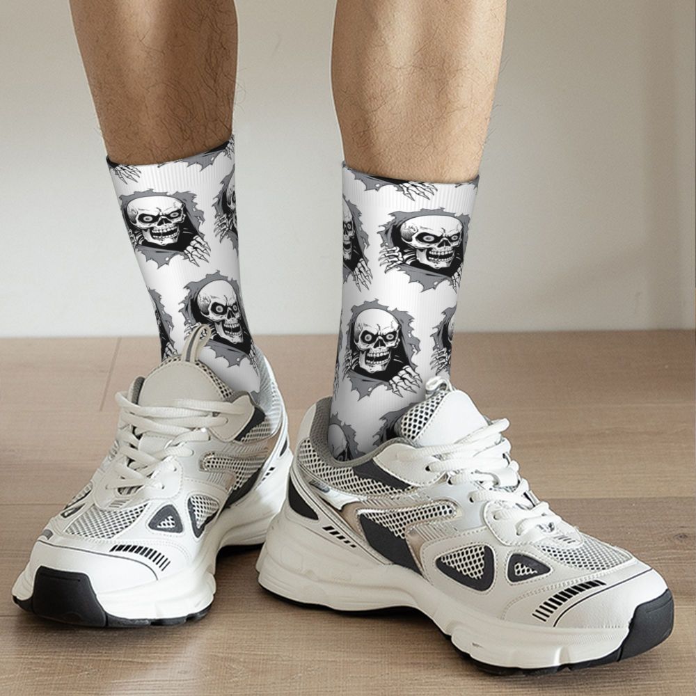 Novelty Mens Funny Jokers Skull Gun Dress Socks Unisex Comfortable Warm 3D Printed Gothic Skeleton Crew Socks