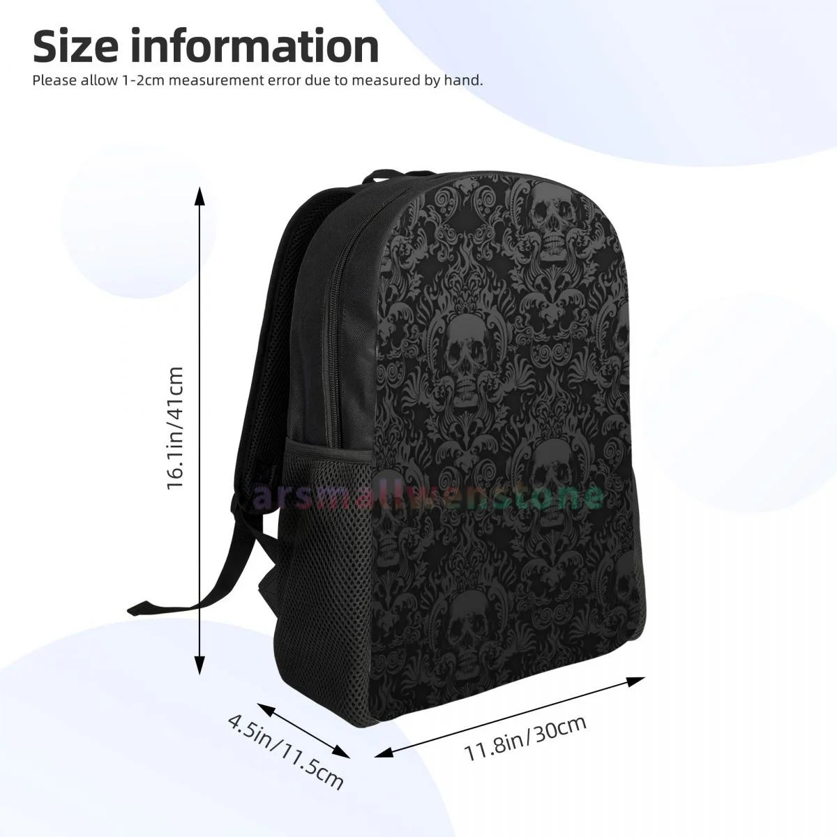 Goth Gothic Black Skull Stylish Backpack for Women Men, Durable College Book Bag for Outdoor Sports Hiking Camping Travel