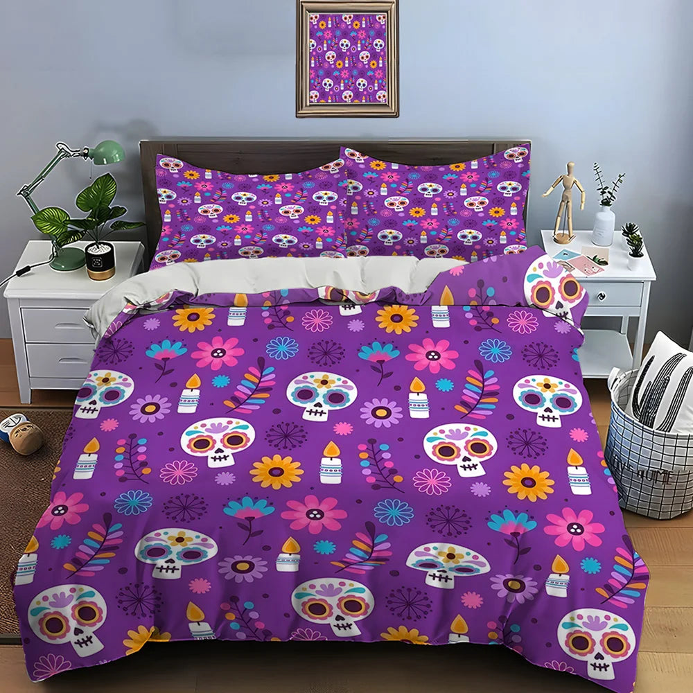 Mexican Style Skull Guitar Print Bedding Set Duvet Cover 1 Duvet Cover 2 Pillowcases Adult and Kids Bedding Set Luxury Gifts