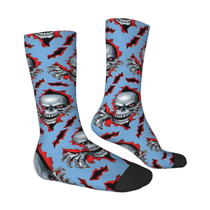 Novelty Mens Funny Jokers Skull Gun Dress Socks Unisex Comfortable Warm 3D Printed Gothic Skeleton Crew Socks