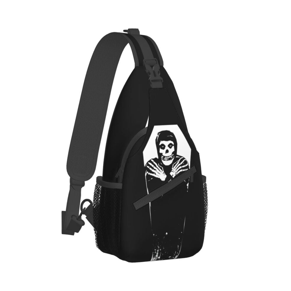 Misfits Skull Sling Crossbody Chest Bag Men Fashion Horror Punk Rock Music Shoulder Backpack for Travel Cycling