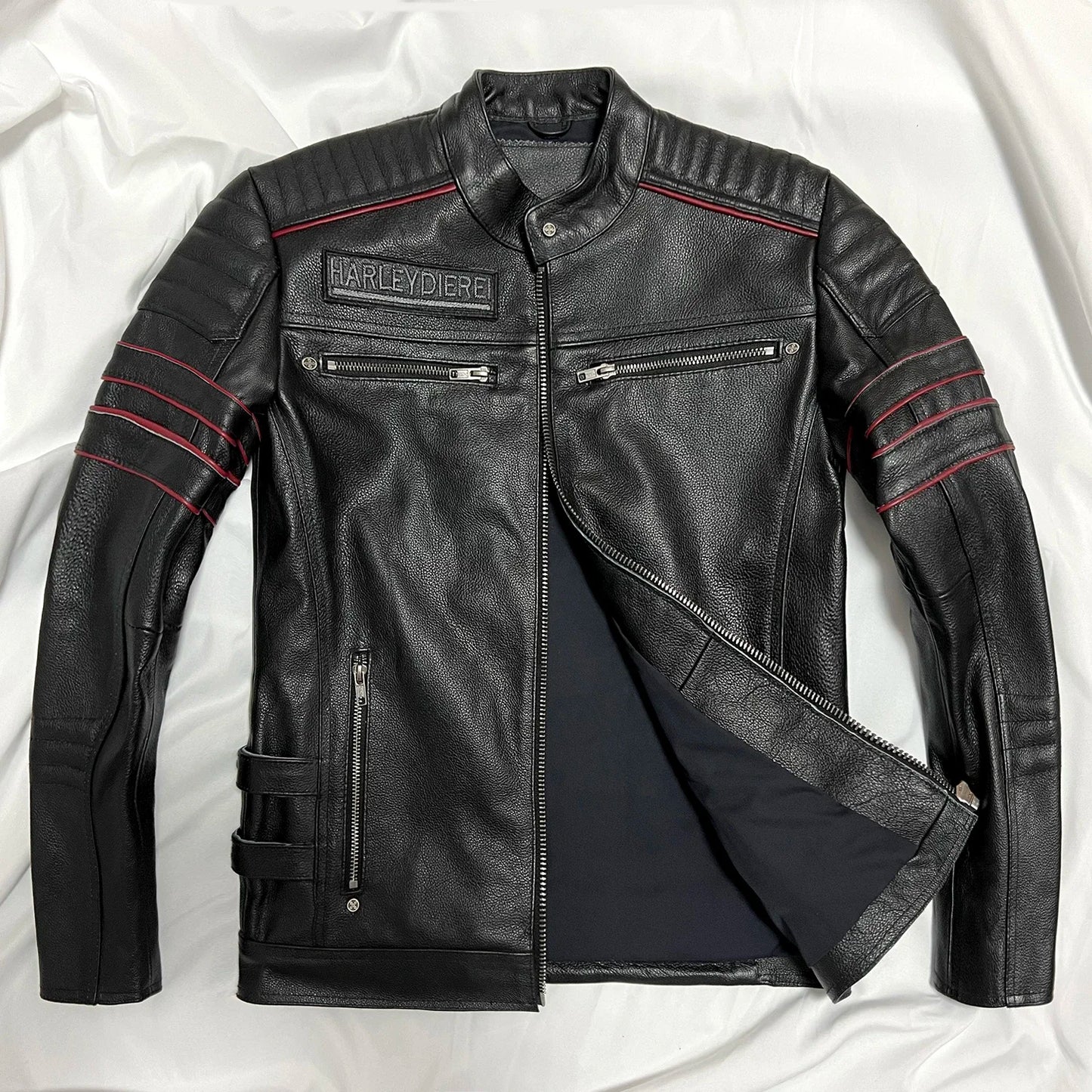 Men's Cowhide Leather Motorcycle Jacket Skull Embroidery Top Layer Genuine Leather Clothing 6XL Slim Fit Black Spring Male Coat