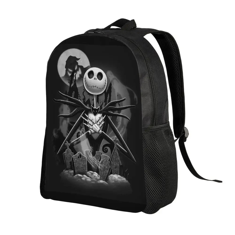 Custom Nightmare Before Christmas Backpacks for Men Women School College Student Bookbag Skellington Halloween Skull Bags