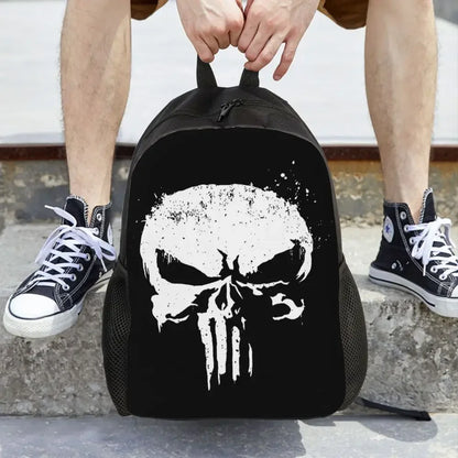 Customized Superhero Backpack Men Women Basic Bookbag for College School Punisher Skull Symbol Bags