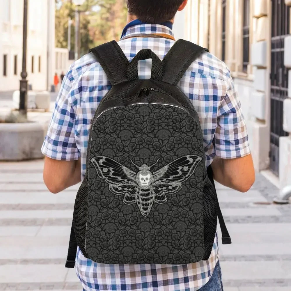 Skulls And Roses Backpack for Women Men School College Students Bookbag Fits 15 Inch Laptop Gothic Moth Bags