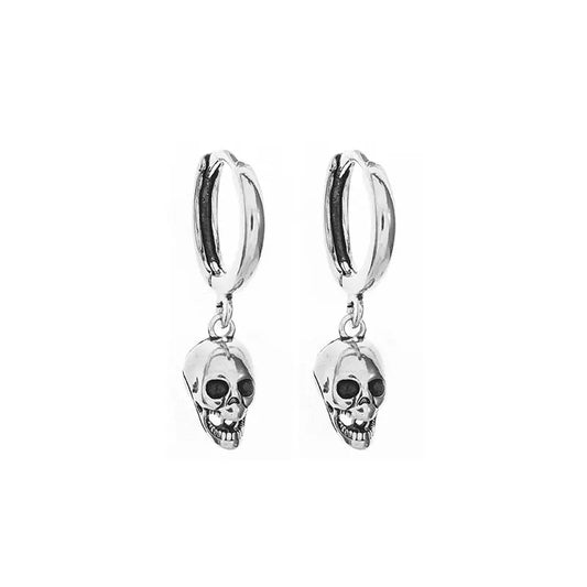 Silver-Plated Skull Earrings Gothic Ghost Head Hypoallergenic Earrings for Men Punk Rock Trendy Halloween Jewelry