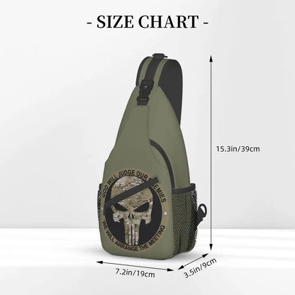 Vintage Skeleton Punishers Skull Crossbody Sling Backpack Men Custom Chest Shoulder Bag for Cycling Camping Daypack