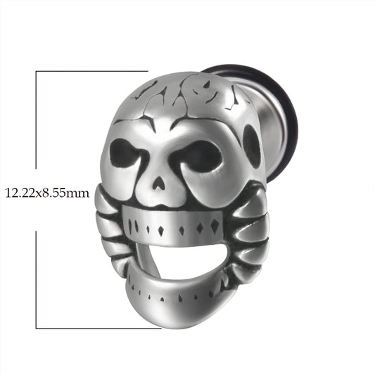 1PC Surgical Steel Skull Ear Stud Demon Skeleton Earrings Men Hiphop Style Prevent Allergy Ear Piercing Jewelry