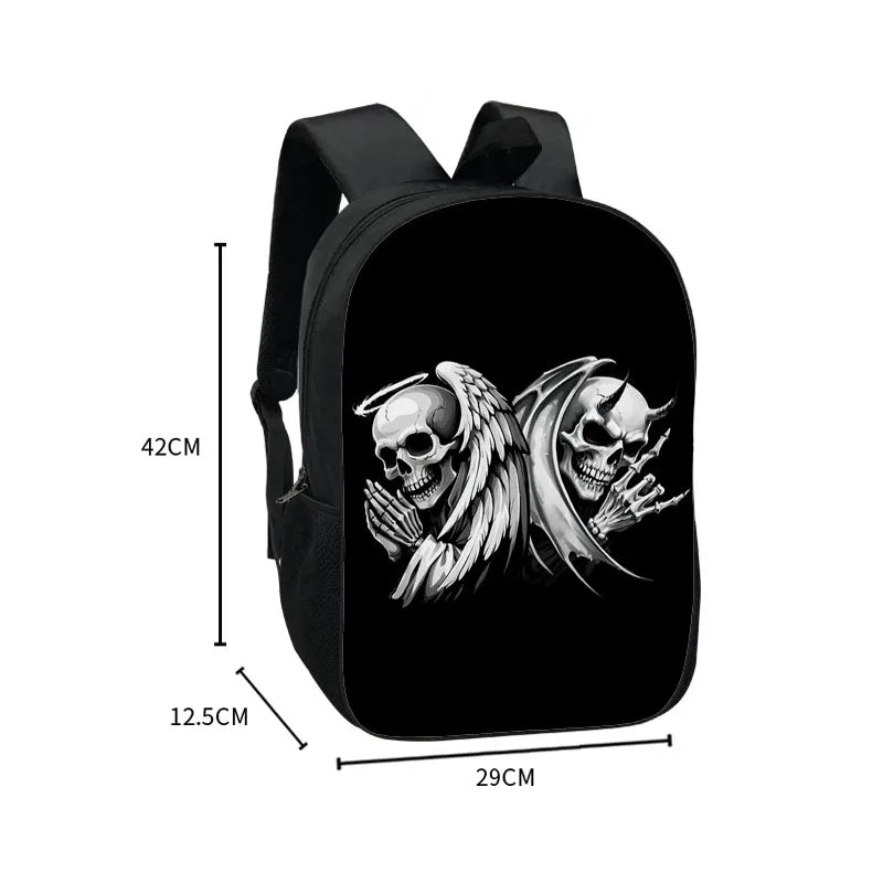 Skull Wings Men Backpacks Vintage Skull Angel Demon Daypack for Travel Laptop Backpack Retro Gothic Rucksack Storage Bag Gift