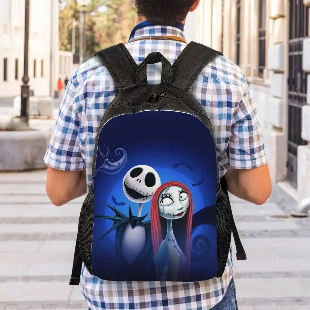 Custom Nightmare Before Christmas Backpacks for Men Women School College Student Bookbag Skellington Halloween Skull Bags