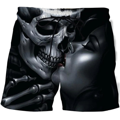 New Men's Skull 3D Print Beach Shorts Graphic Men's Casual Sports Shorts Summer Surfing Shorts Comfortable Shorts Hip Hop Pants