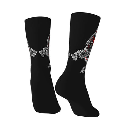 Custom Rockabilly Motorcycle Rider Rock Skull Men's Crew Socks Unisex Kawaii 3D Printed Dress Socks