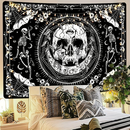 Boho Skull Print Tapestry, Wall Hanging Peach Skin Tapestry For Living Room Bedroom Dorm Room Decor Home Decor