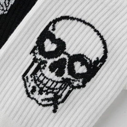 Pairs Men Skull Pattern Fashion Versatile Crew Socks, Halloween Dy, For Daily Life