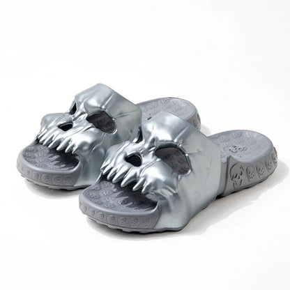 New Personalized Skull Design Men Slippers Summer Outdoor Fun Slides Thick Bottom of Beach Non-slip Leisure Women Sandals