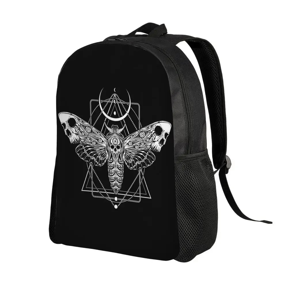 Skulls And Roses Backpack for Women Men School College Students Bookbag Fits 15 Inch Laptop Gothic Moth Bags