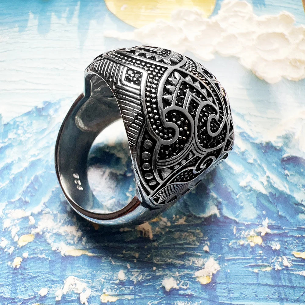 Maori Skull Ring Fine Jewerly For Women Autumn Brand New Ethnic Gift In 925 Sterling Silver