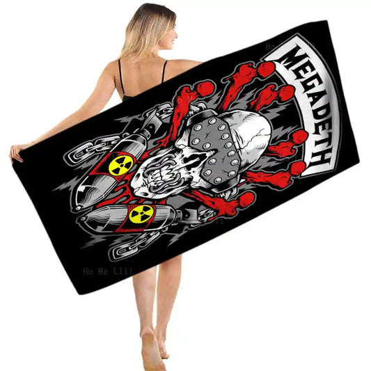 Skull Mascot Logo Monster Rock Festival Heavy Metal Art Fiend Skeleton Music Poster Quick Drying Towel