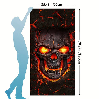 Skull & Flame Beach Towel, Super Soft Absorbent Towel, Volcano Oversized Beach Towel For Bath, Swimming, Camping, Travel