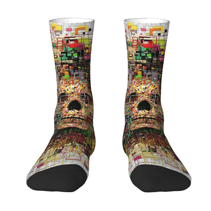 Funny Happy Men's Socks Mexican Skull Vintage Harajuku Skeleton Skull Bone Hip Hop Seamless Crew Crazy Sock Gift Pattern Printed