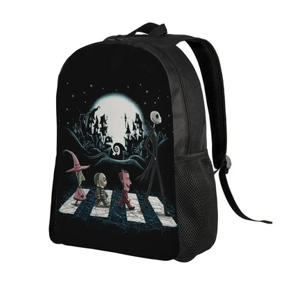 Custom Nightmare Before Christmas Backpacks for Men Women School College Student Bookbag Skellington Halloween Skull Bags