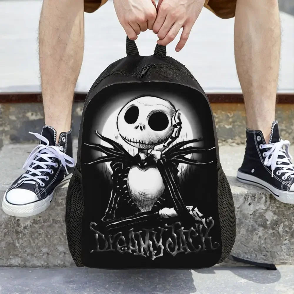 Custom Nightmare Before Christmas Backpacks for Men Women School College Student Bookbag Skellington Halloween Skull Bags