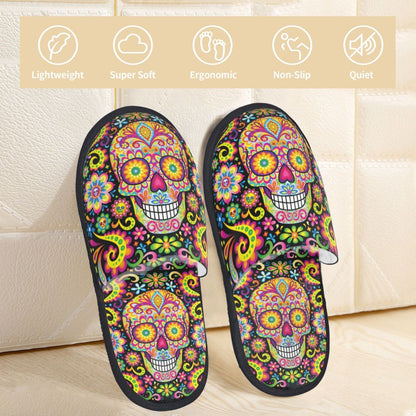 Halloween Catrina Sugar Skull House Slippers Soft Memory Foam Shoes Day Of The Dead Mexican Lady Comfy Warm Anti-Skid Slipper