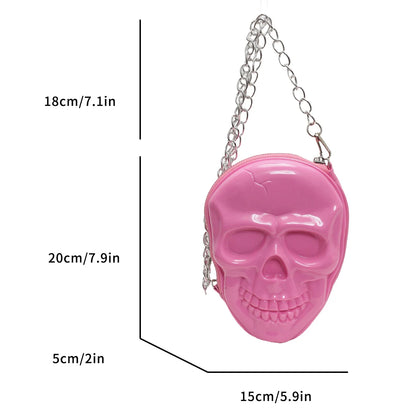 Rose Red Cute Cartoon Shoulder Bag Halloween Funny Ghost Skull Bag Pu Leather Zipper Handbag Purse Small Crossbody Phone Bags