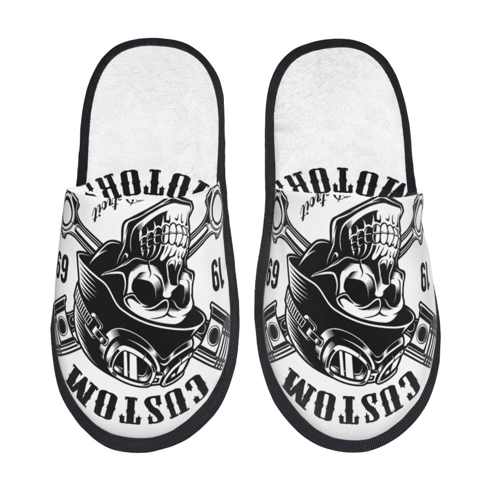 Personalized Mexican Day Of The Dead Skull Comfy Scuff Memory Foam Slippers Women Halloween Bedroom House Shoes